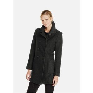 T TAHARI Wool-Blend Double-Breasted Boucle Coat Jacket in Black - M